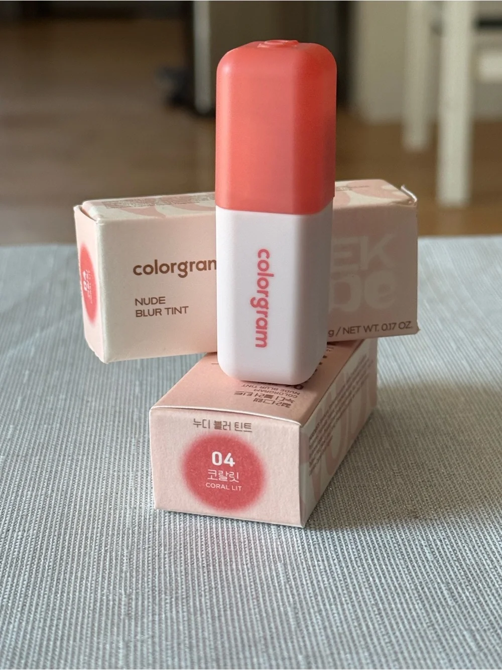 Colorgram Nude Blur Tint 04 Coral Lit Matte Lip & Cheek Tint New In Box K-Beauty